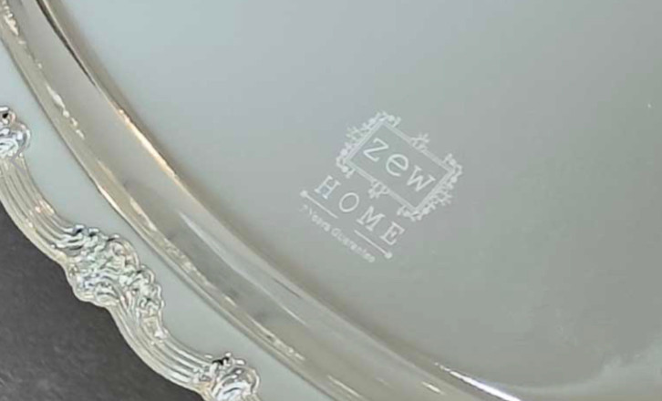 ست سینی پذیرایی استیل دو تیکە بیضی گل برند کد 24001 Zew Home