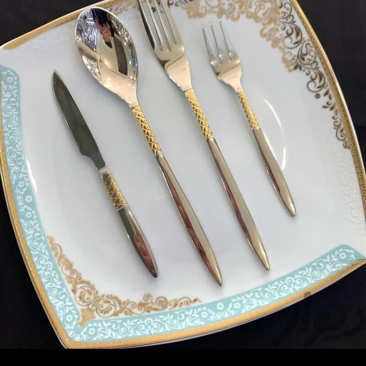 سرویس ۲۴ نفره ۱۲۲ پارچه طلایی نقره ای یونیک آلمان Unique Germany 🇩🇪