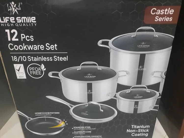 سرویس قابلمه و ماهیتابه 12 پارچه لیزری لایف اسمایل اصلیLifep18-12