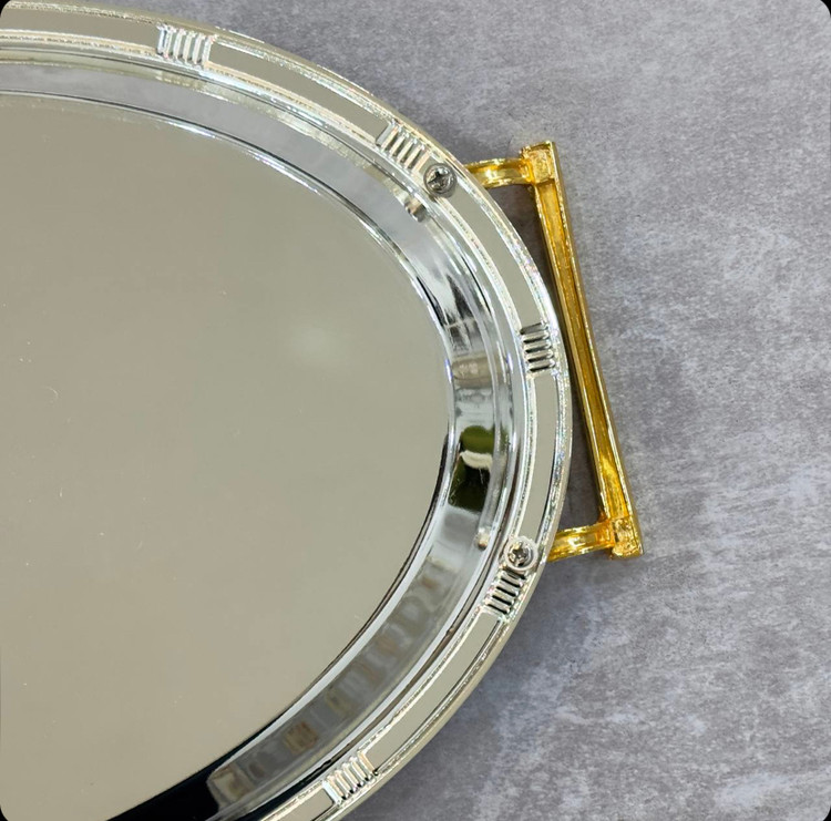 سینی پذیرایی جدید و شیک عروس بیضی ساده دور طلایی lips smile