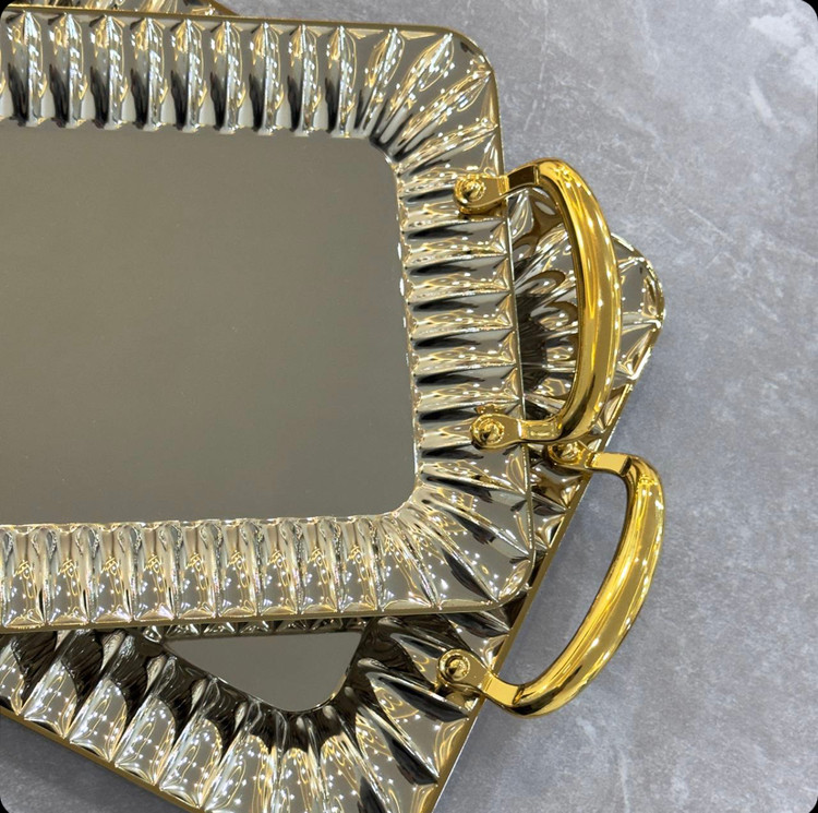 سینی پذیرایی جدید و شیک عروس مستطیلی کف ساده دو تیکه زیو هوم zew home 111sg