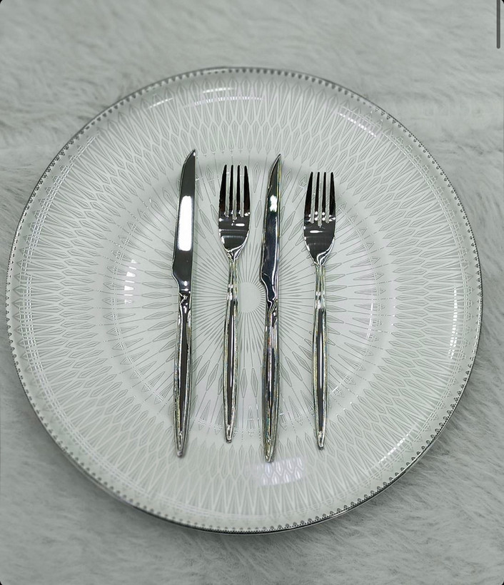 سرویس قاشق و چنگال جدید و شیک عروس ۲۴ نفره ۱۲۰ پارچه مدل چشمی دهنه اروپایی برند یونیک آلمان