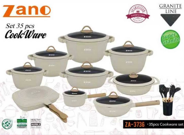 سرویس قابلمه جدید و شیک عروس گرانیتی ٣٥ پارچه برند زانو ترکیه مدل ZA-3736 و مدل ZA-3735(کامل ترین سرویس جهیزیه عروس)