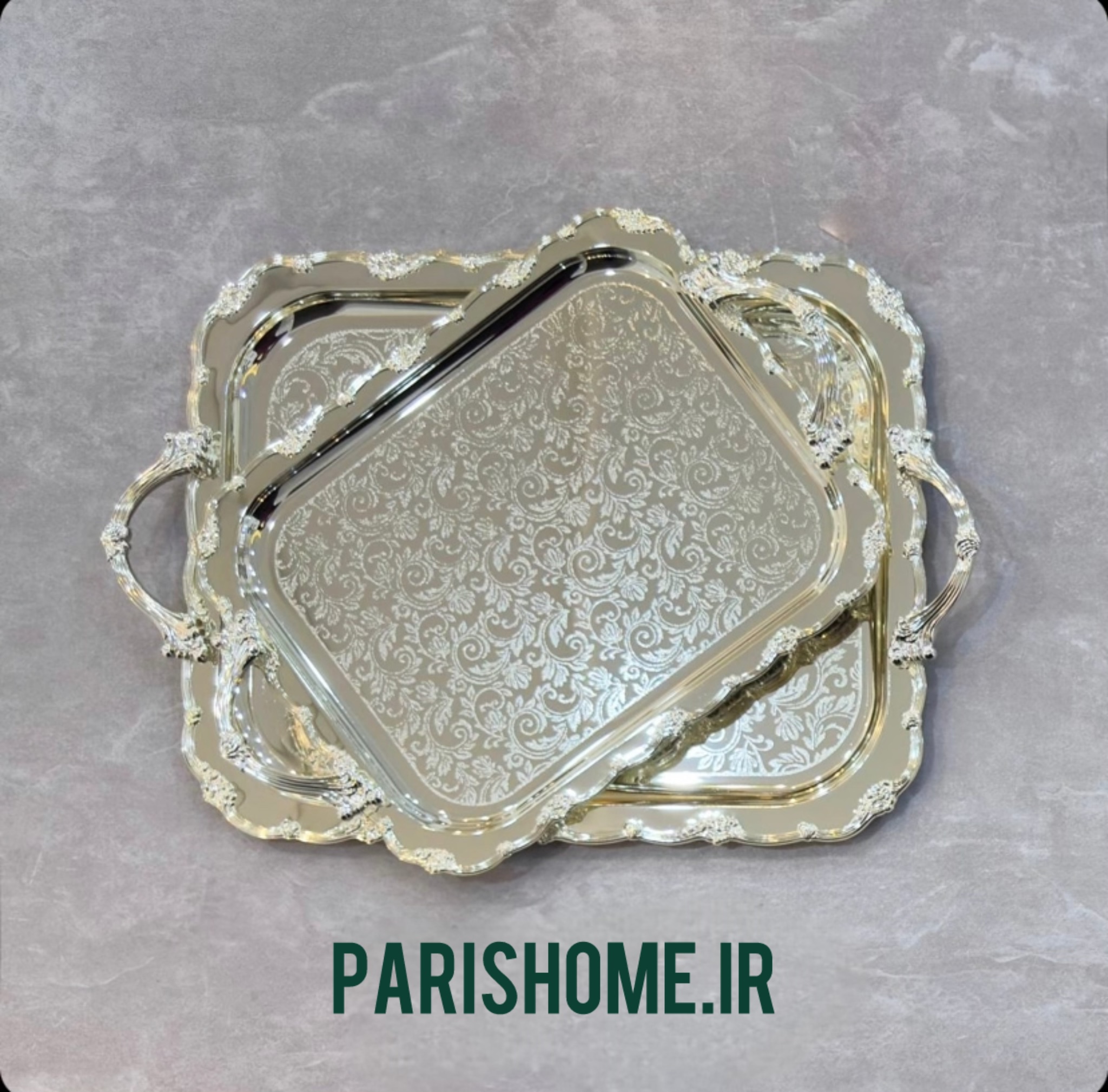 سینی استیل دو تیکە طرح گلستان کد 63901Zew Home
