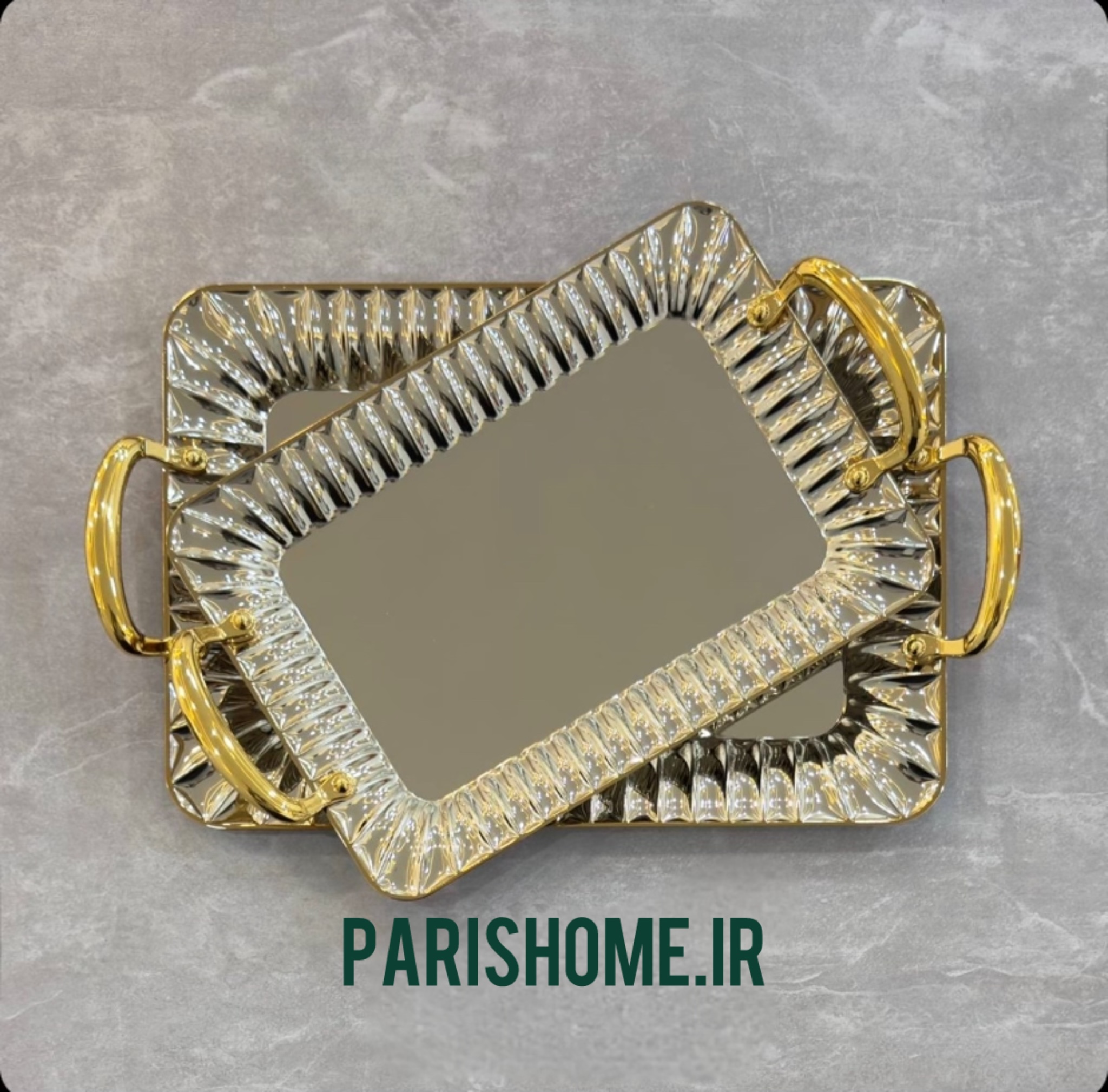سینی پذیرایی جدید و شیک عروس مستطیلی کف ساده دو تیکه زیو هوم zew home 111sg