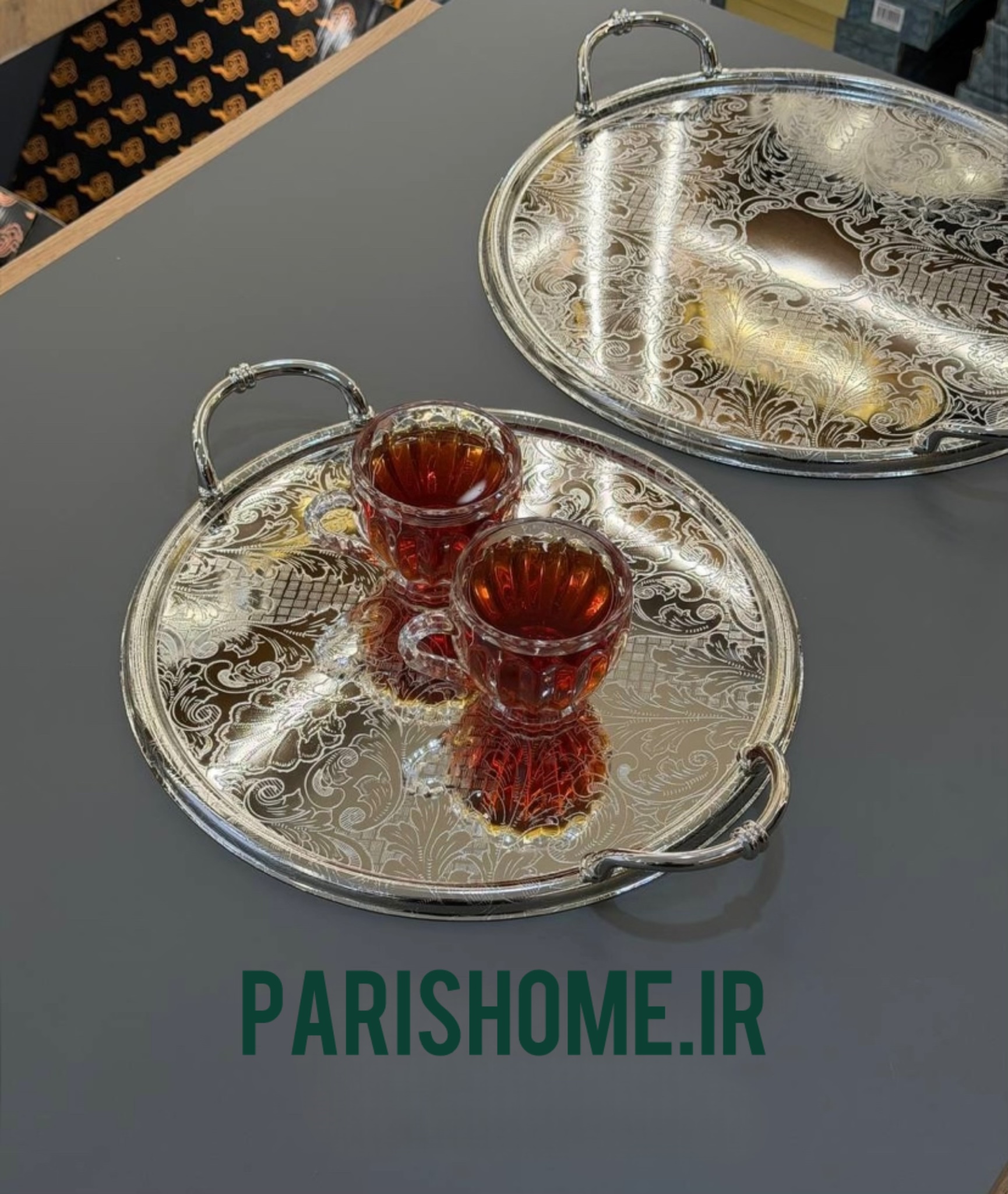 سینی پذیرایی شاهانه  دو تیکە دایره  زیو‌هوم   108s Zew Home