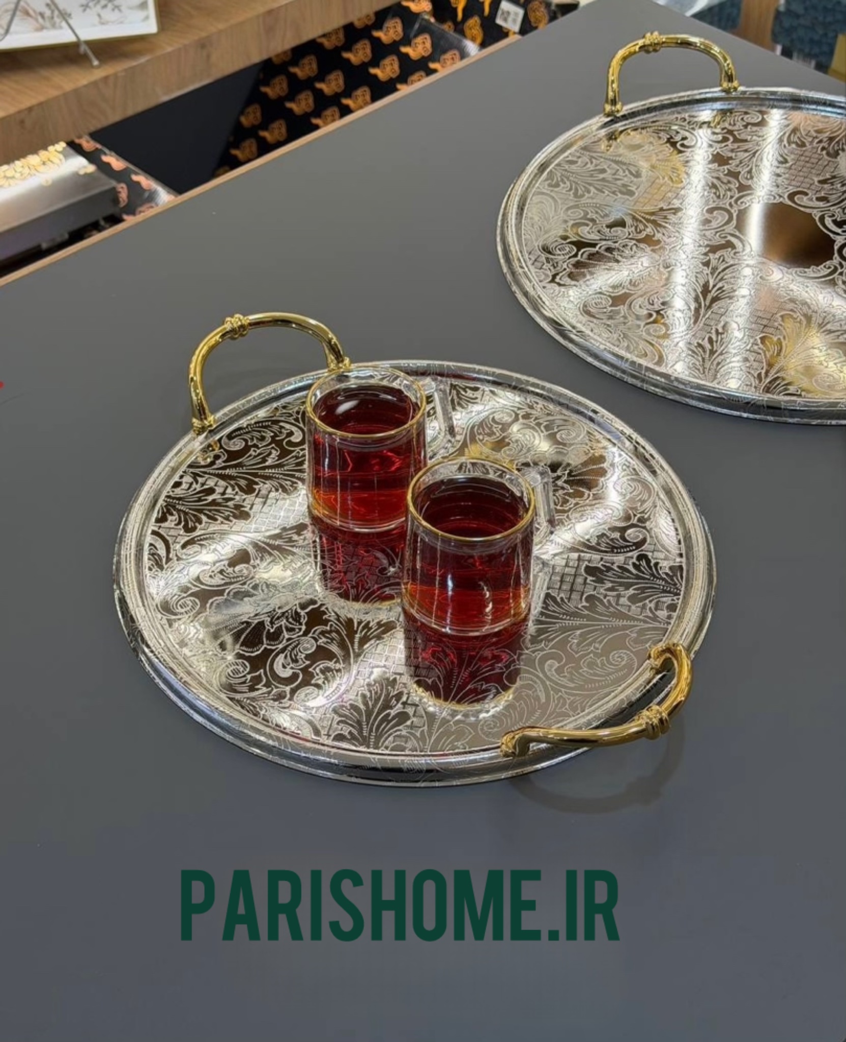 سینی پذیرایی شاهانه  دو تیکە دایره  زیو‌هوم   108sg  Zew Home