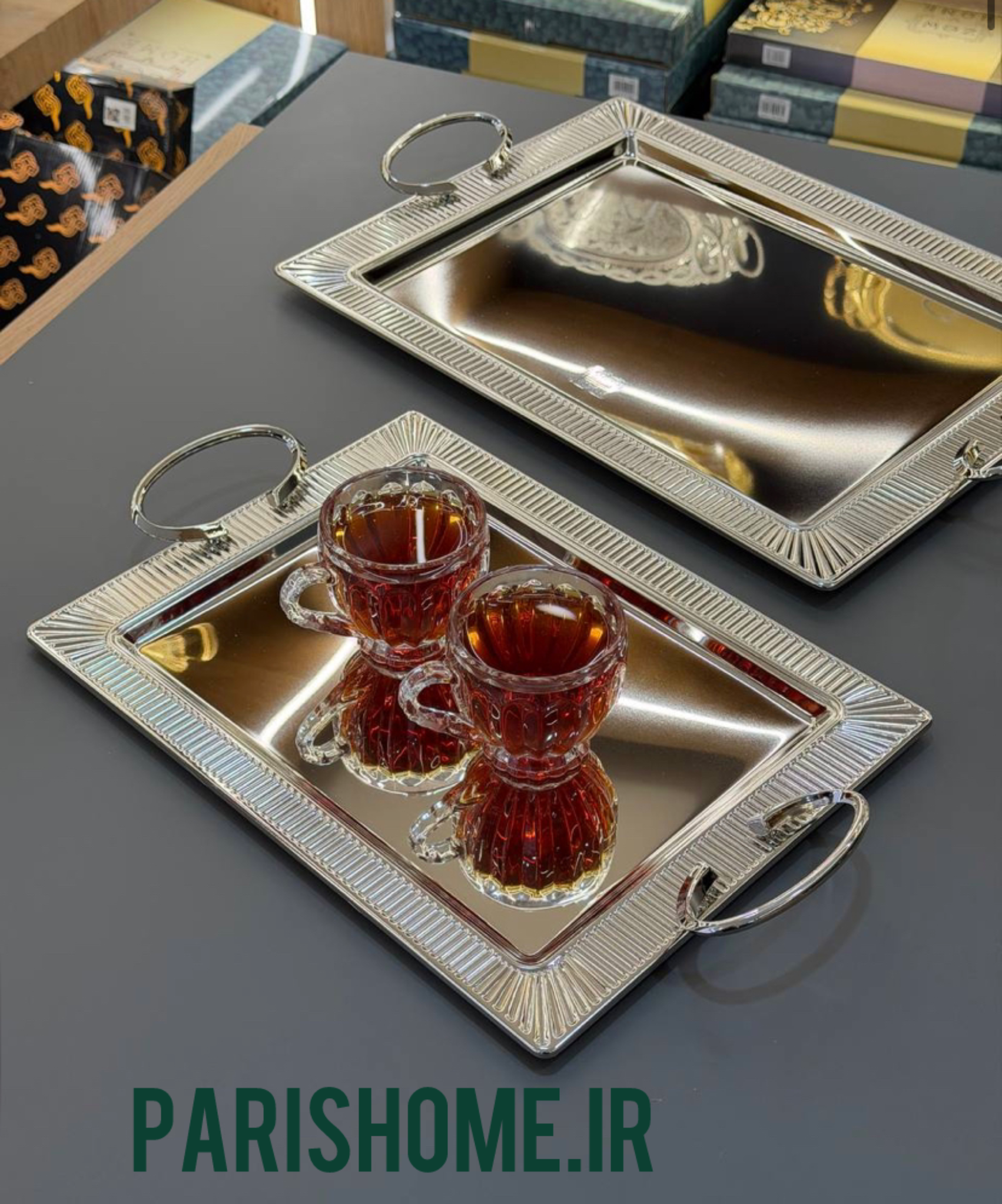 سینی پذیرایی  دو تیکە مستطیل حاشیه دار شیک کد :  112s Zew Home
